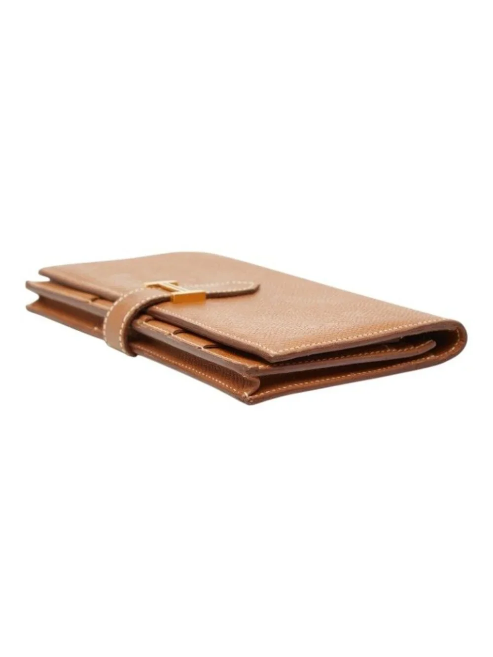 Hermes Bearn Souffle Folding Wallet Brown Gold Veau Epsom